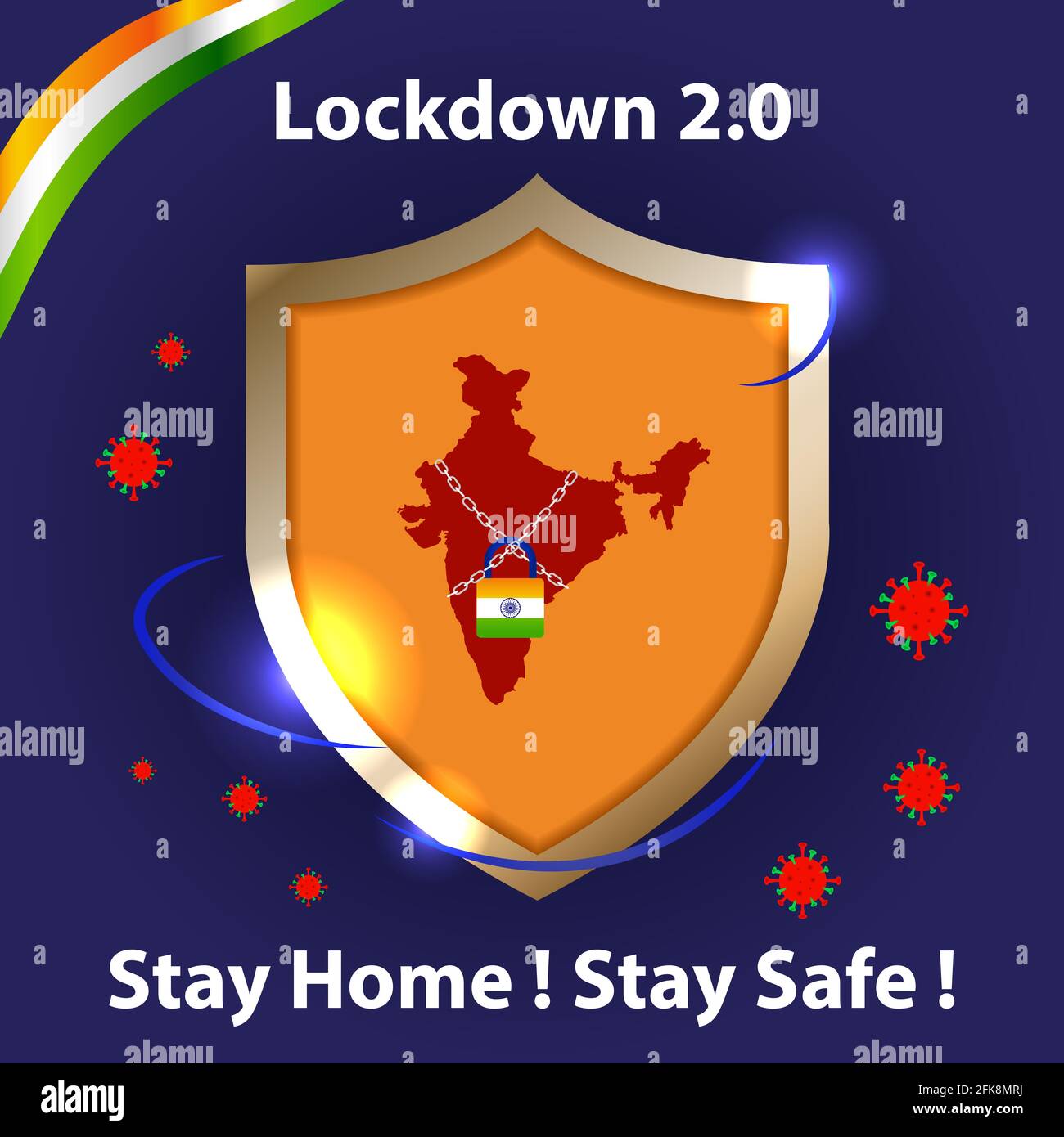 Lockdown new guidelines from government. Only essential supply allowed. Fight with covid-19. Save lives and Grow economy. Stay home stay safe india. Stock Vector