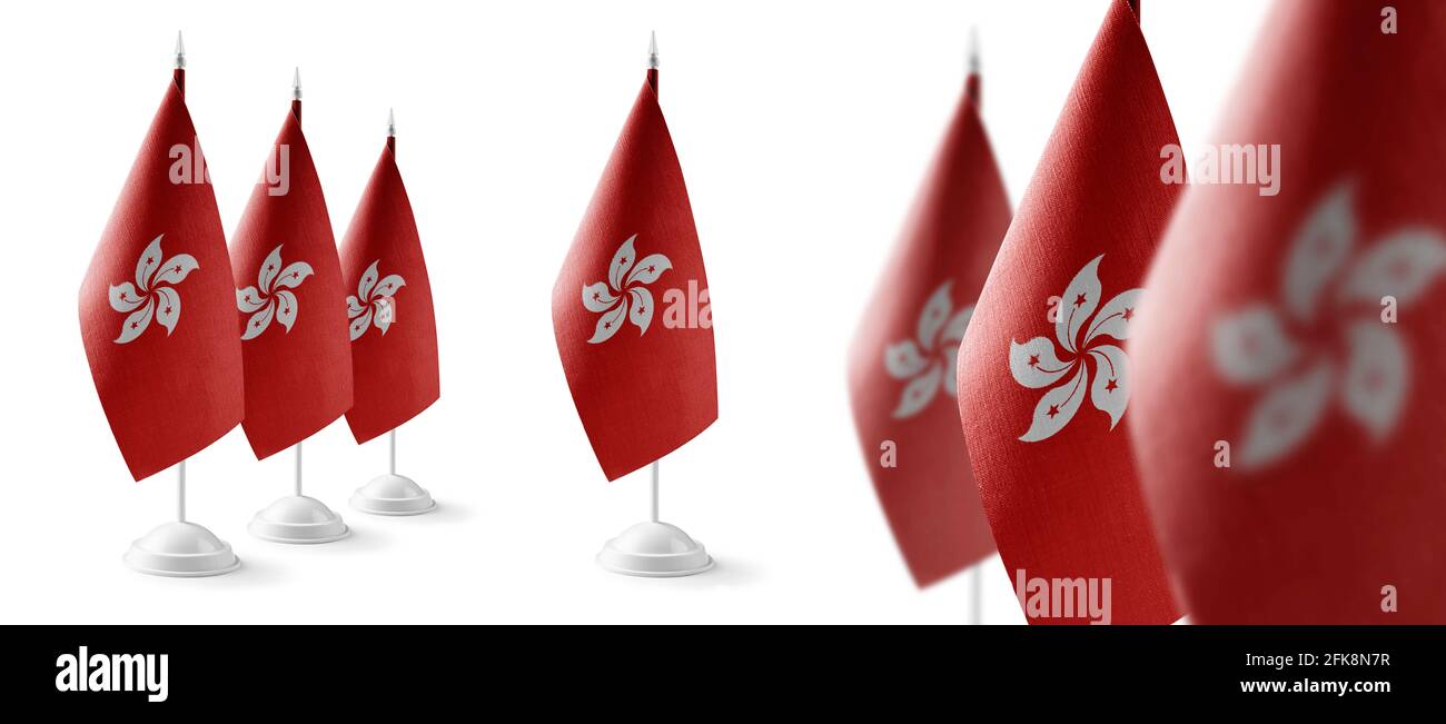 Set of Hong Kong national flags on a white background Stock Photo
