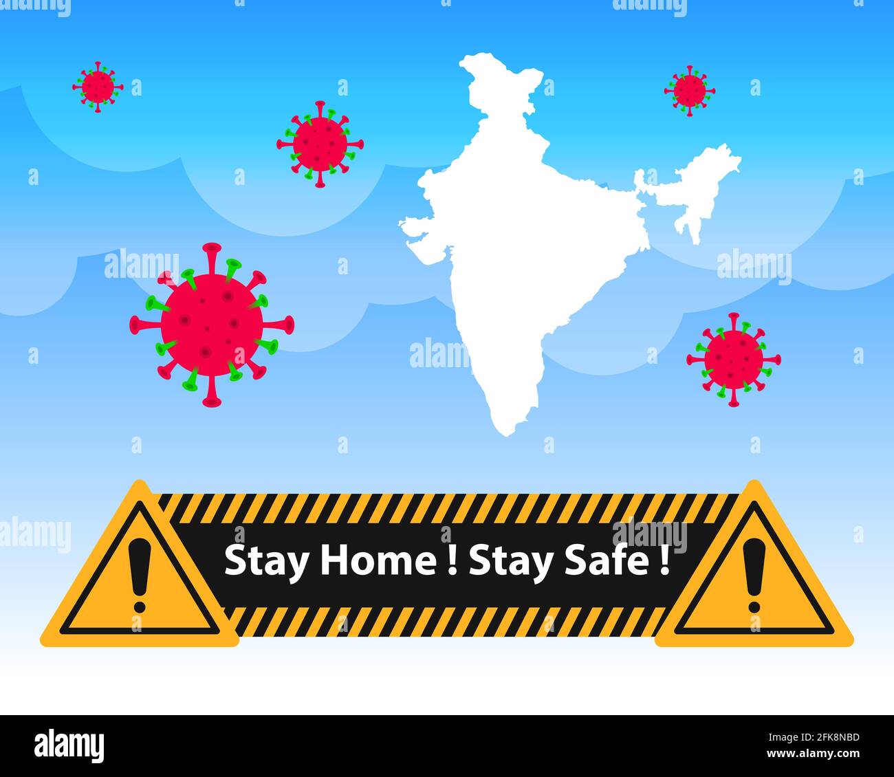 Lockdown in India against Covid-19 CoronaVirus. Stay home Stay safe from 2019-nCov. Protect yourself, society and nation. India against Novel Coronavi Stock Vector