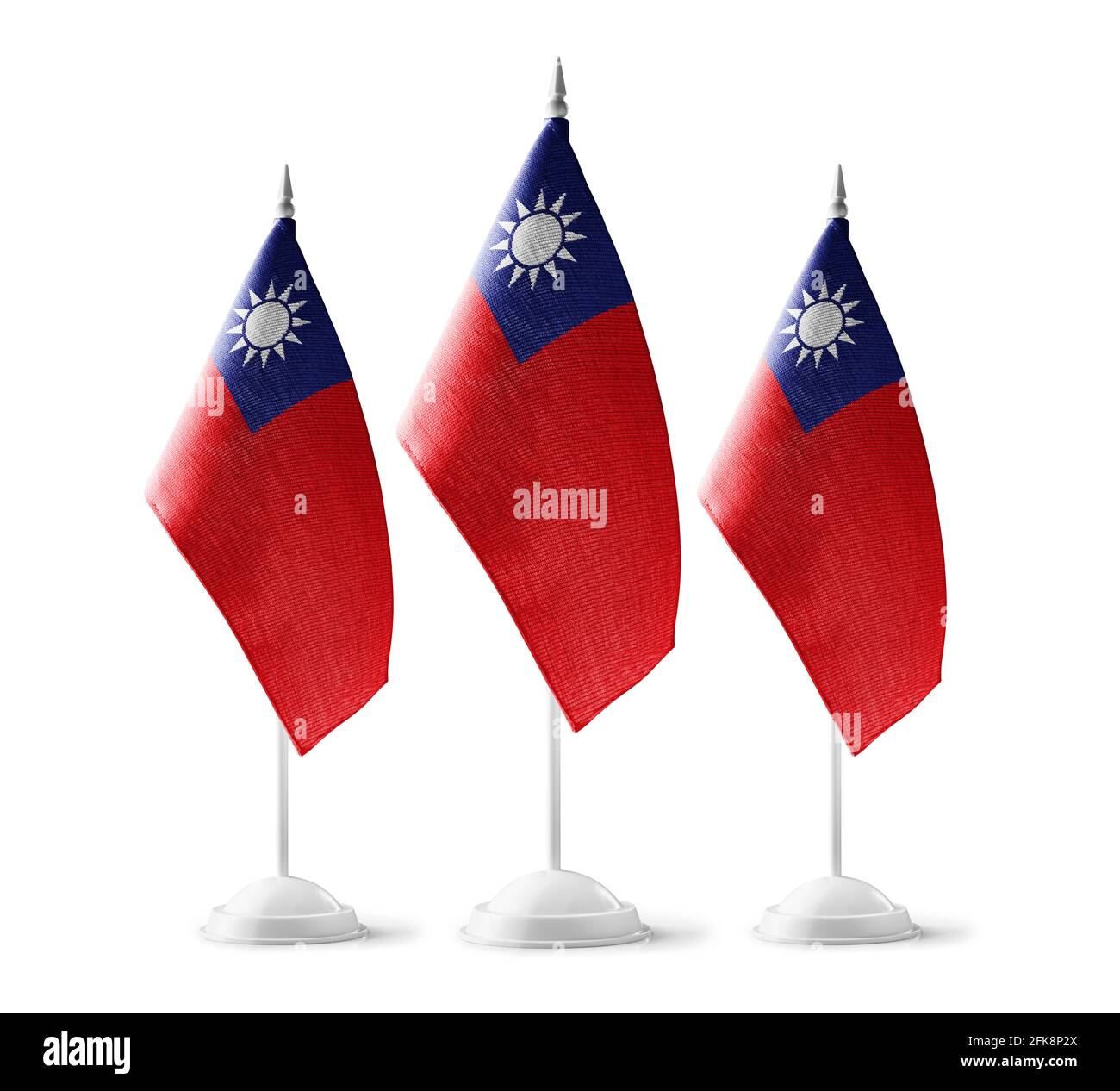 Small national flags of the Taiwan on a white background Stock Photo