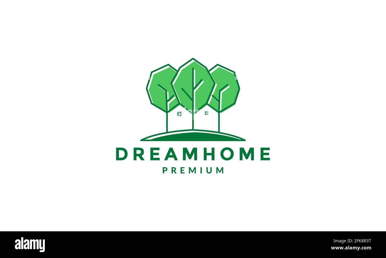 abstract trees with home nature logo vector symbol icon design graphic ...