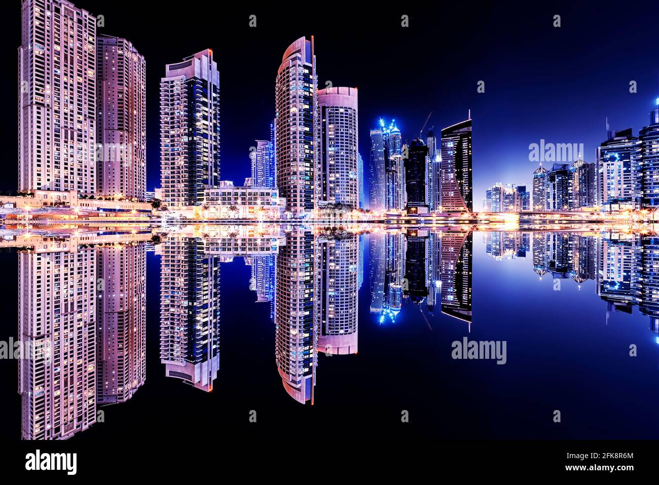 Dubai Marina at night, UAE Stock Photo