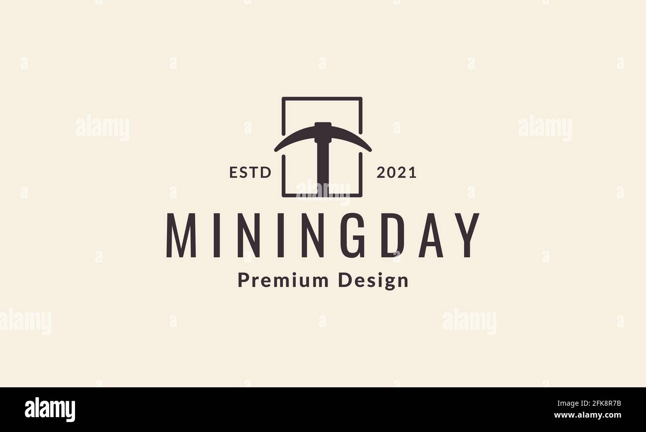 mining tools square logo vector symbol icon design graphic illustration Stock Vector