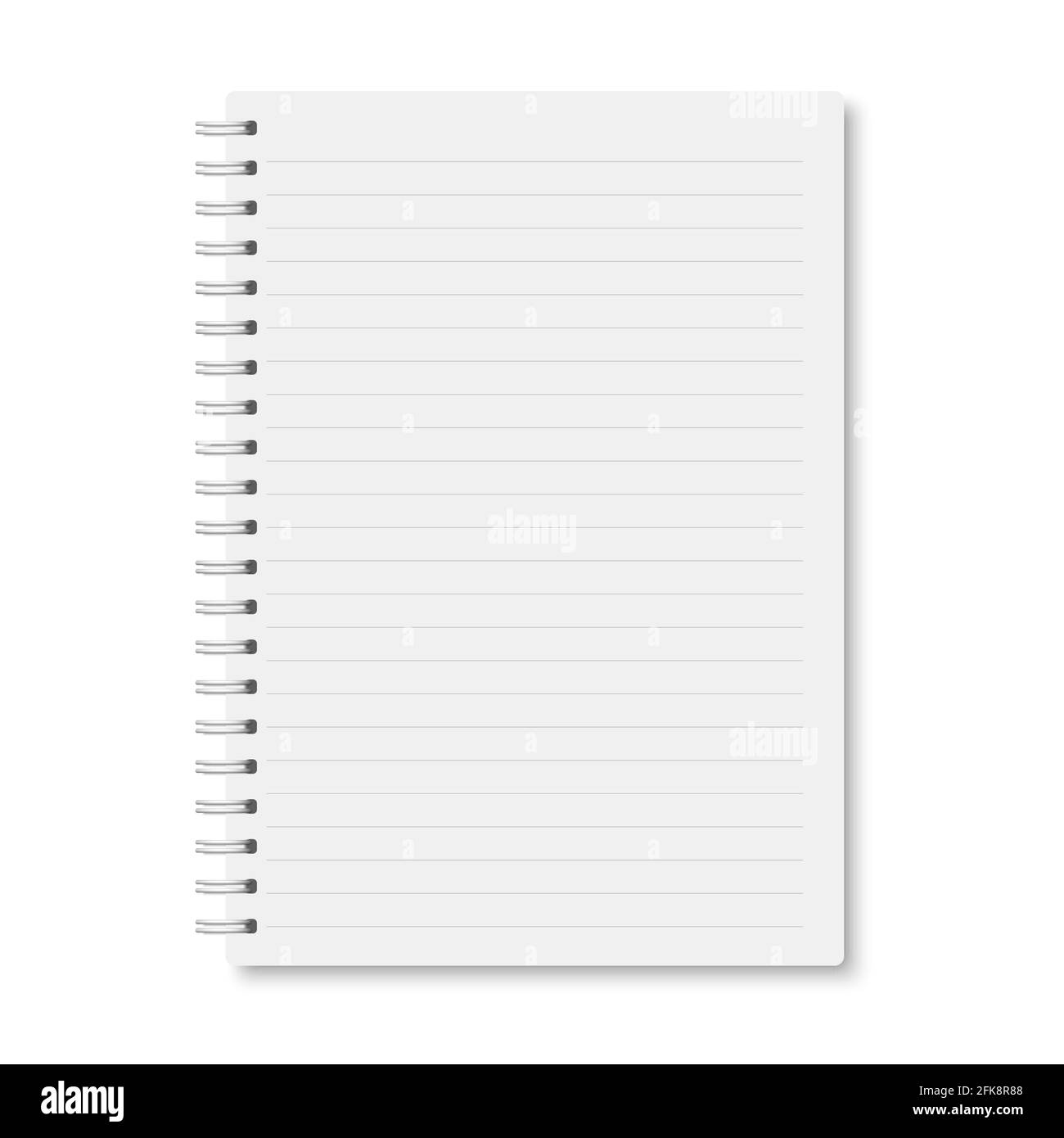 White realistic a5 notebook closed with soft shadows. Vector vertical ...