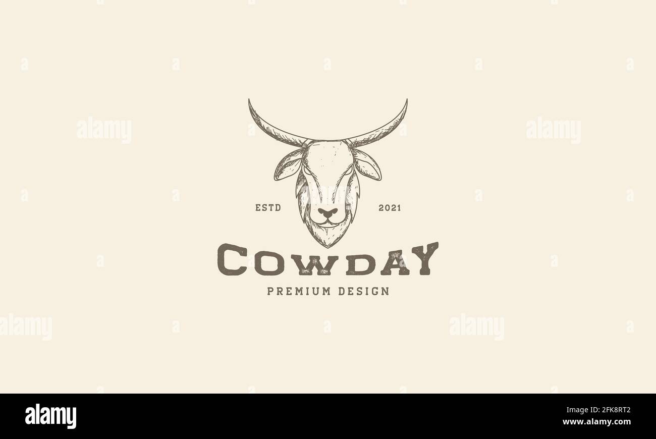 animal line vintage head cow logo vector symbol icon design graphic ...