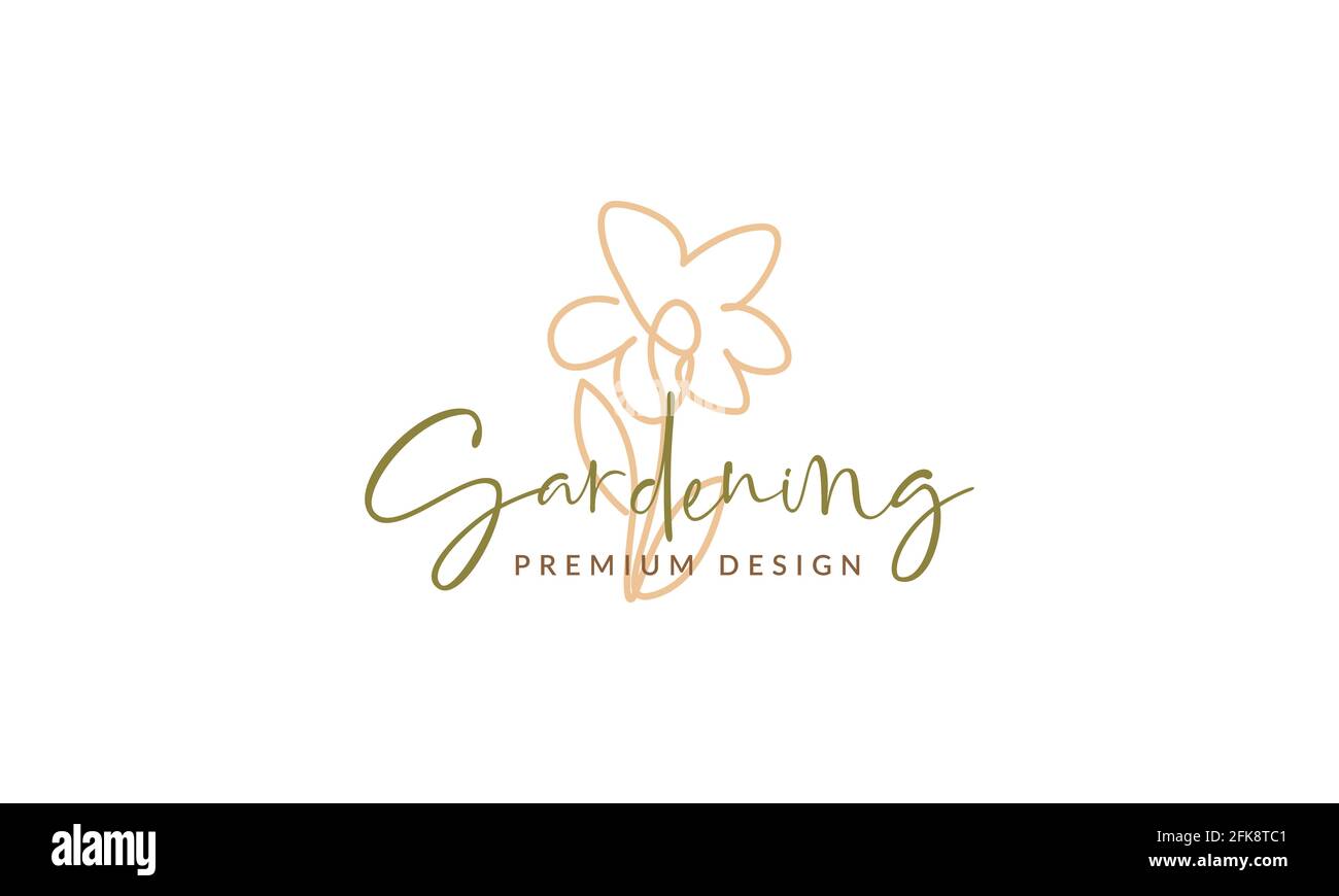 beauty flower lines jasmine logo symbol icon vector graphic design illustration Stock Vector