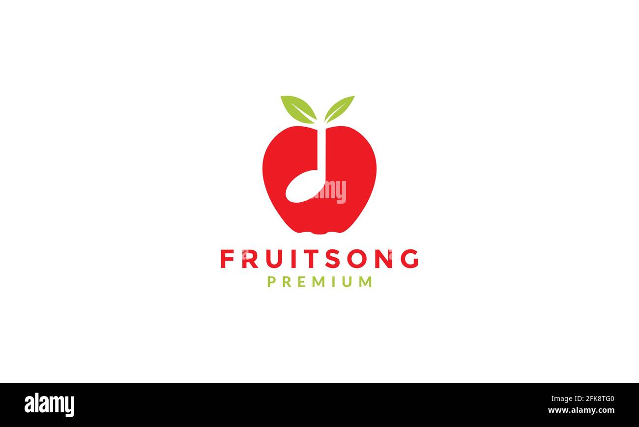 apple red fruit with music note logo symbol icon vector graphic design illustration Stock Vector