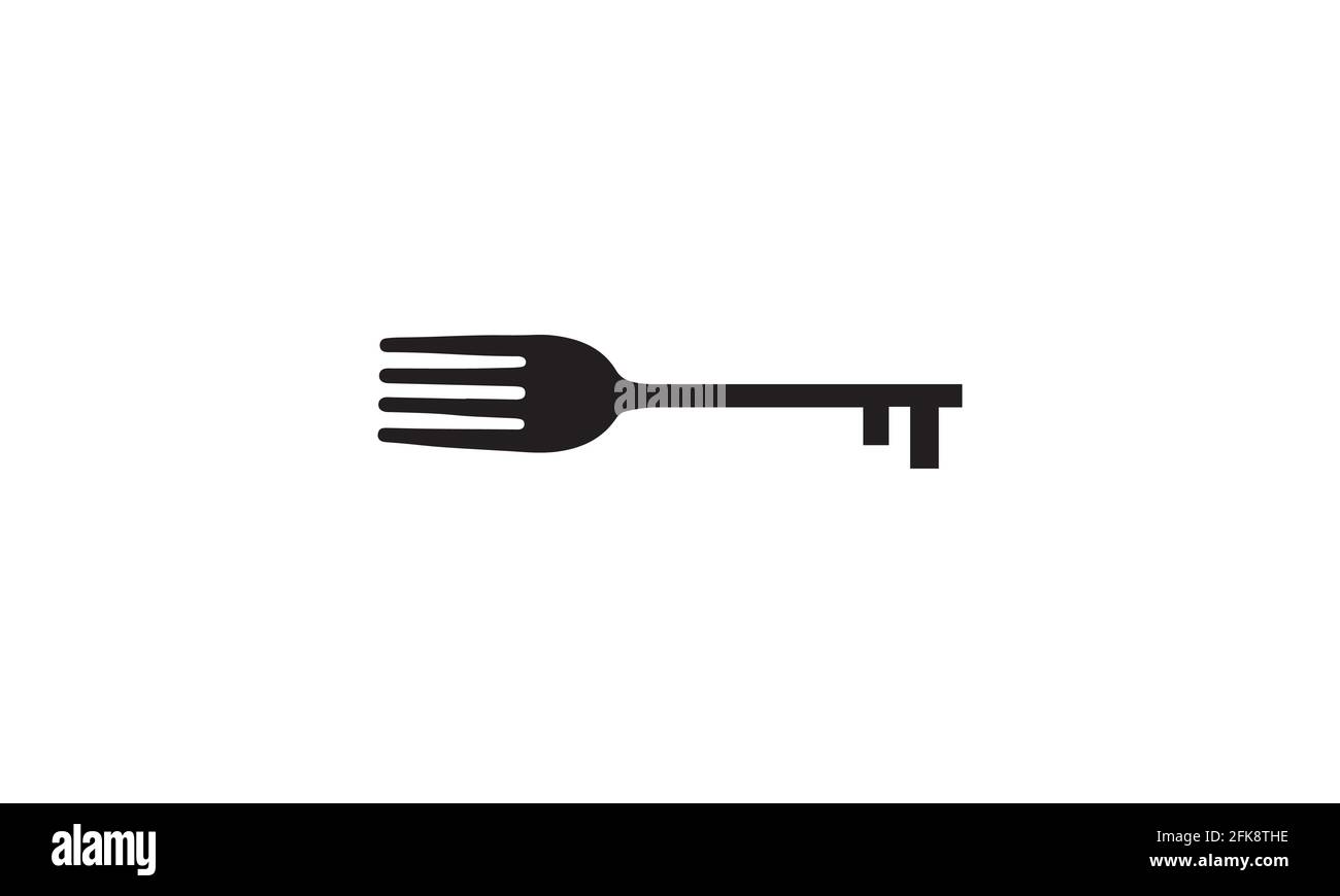 key with fork logo symbol icon vector graphic design illustration Stock