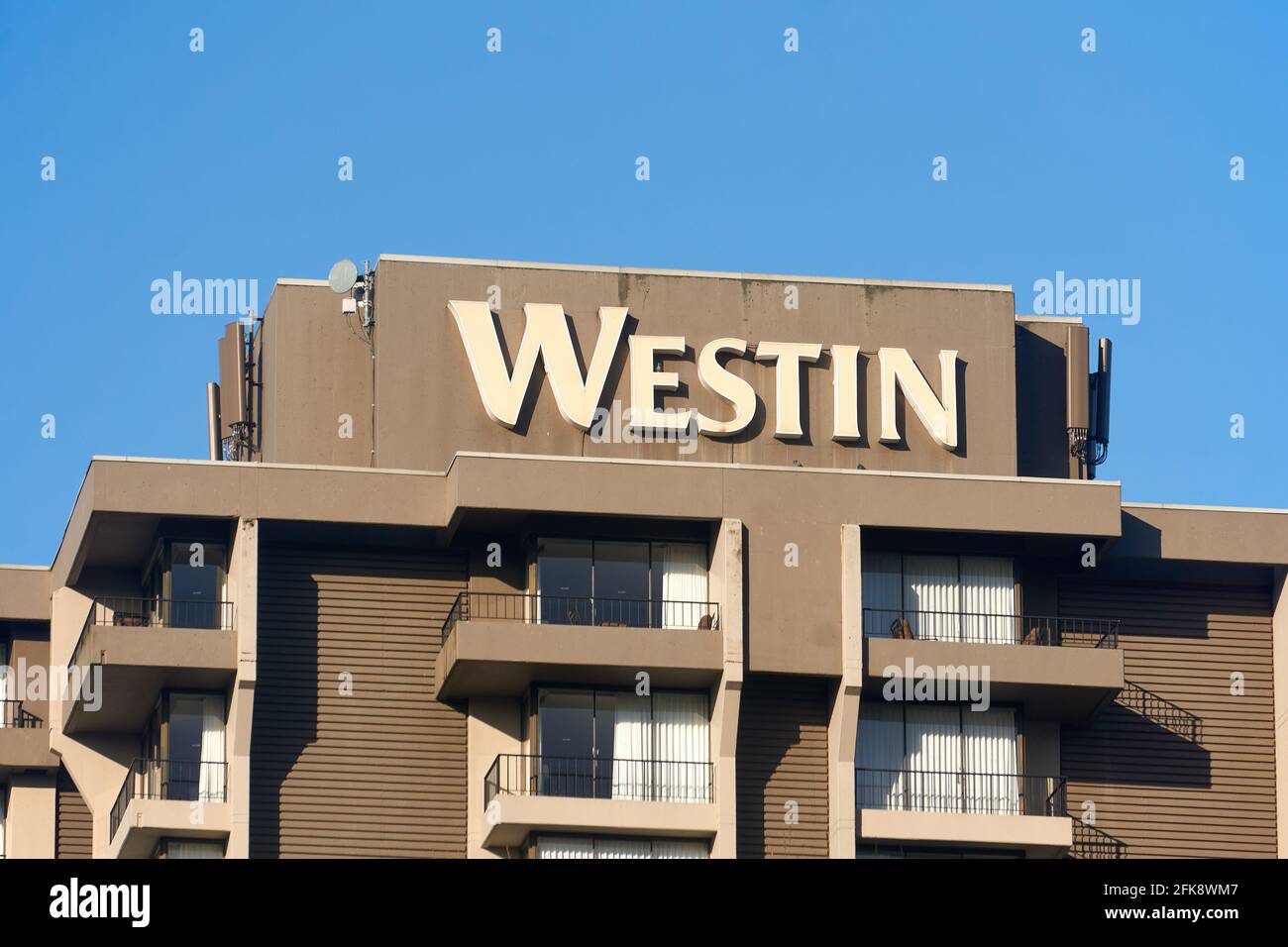 The Westin Bayshore Hotel in Coal Harbour downtown Vancouver, British Columbia, Canada Stock Photo