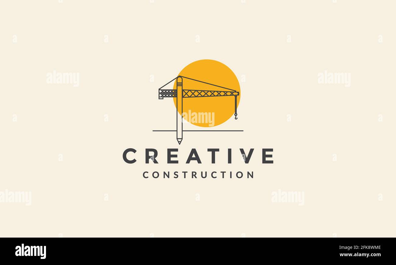 tower crane construction creative lines logo symbol icon vector graphic ...