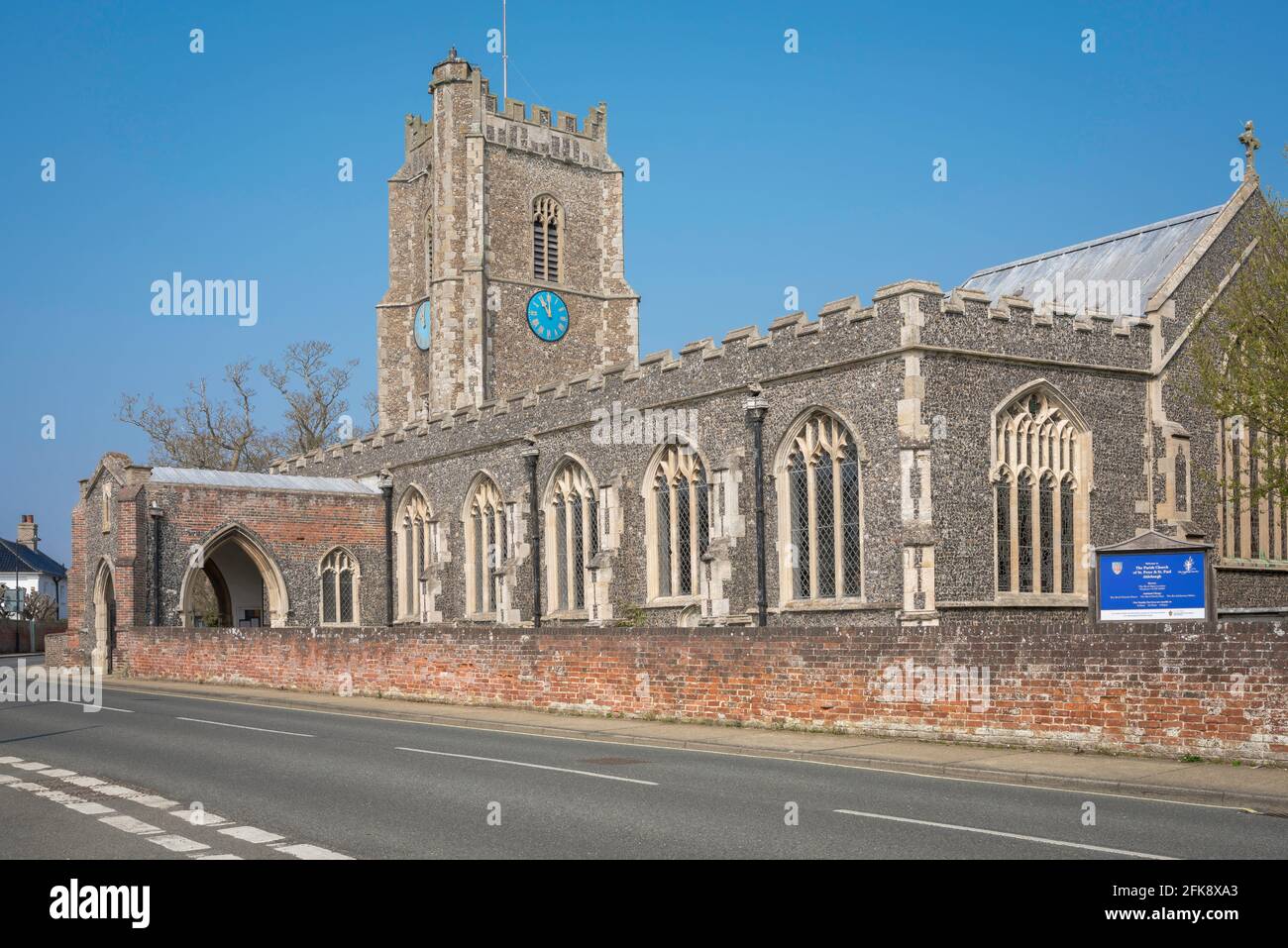 Aldeburgh church Suffolk, view of the 14th century Church of St Peter and St Paul in Aldeburgh, Suffolk, England, UK Stock Photo