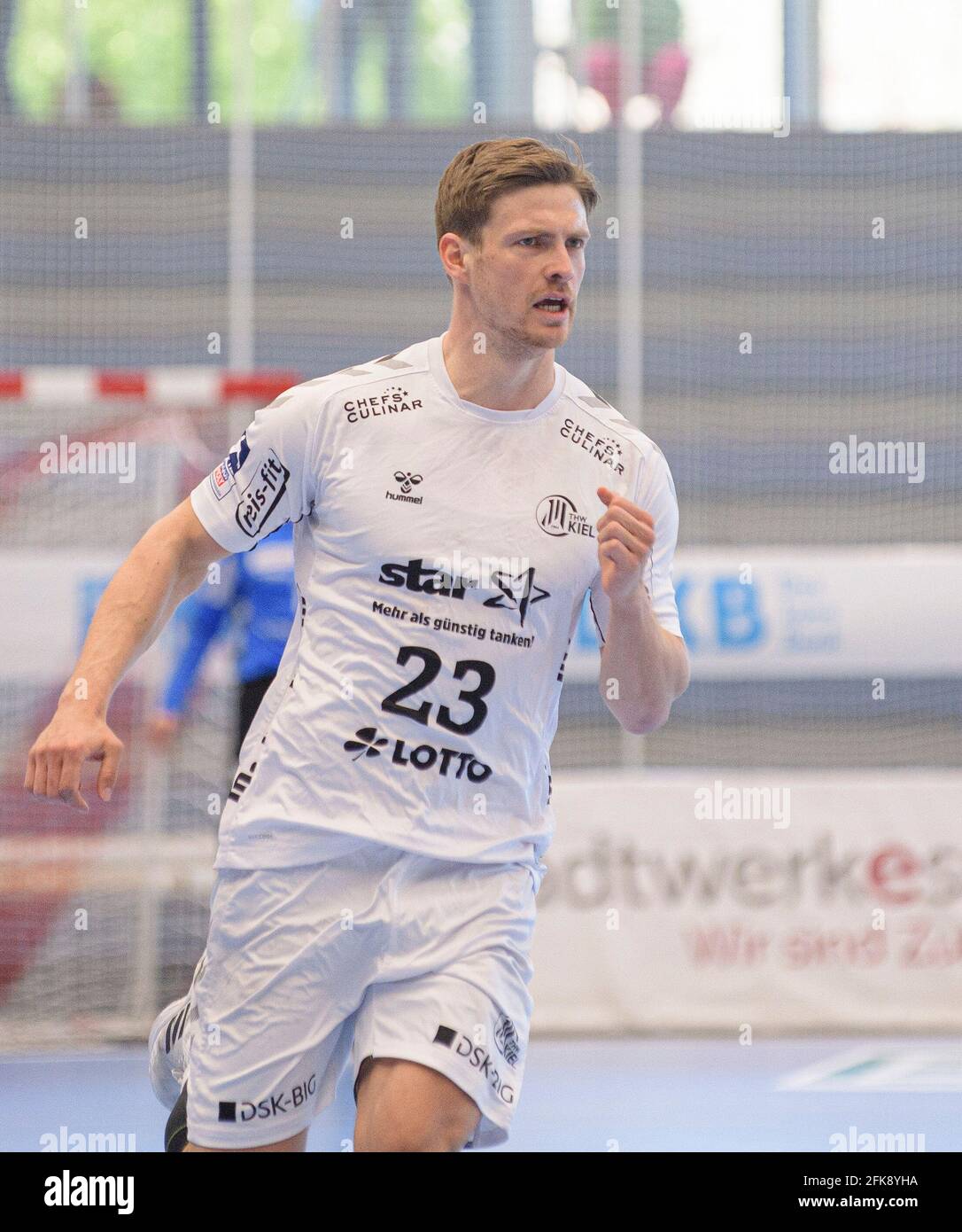 jubilation Rune DAHMKE (KI) Handball 1st Bundesliga, 12th matchday, TUSEM Essen (E) - THW Kiel 27:31, on April 25th, 2021 in E ssen / Germany | usage worldwide Stock Photo - Alamy