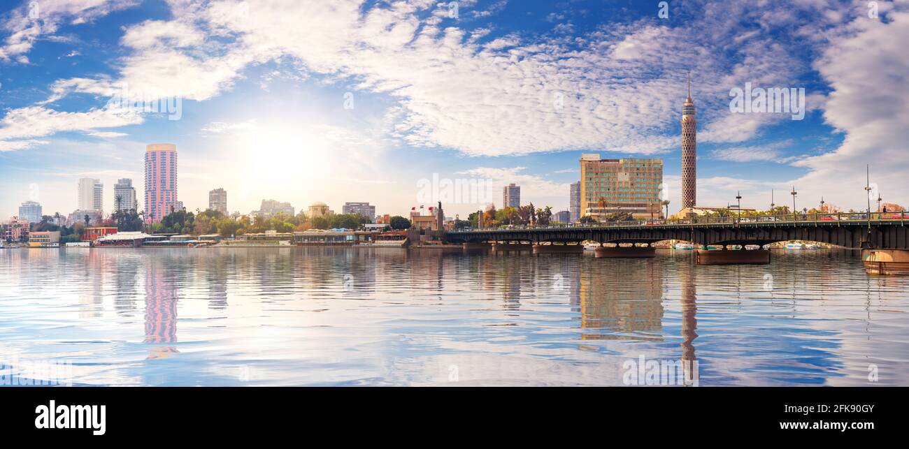 Cairo downtown and TV Tower on the Nile, Egypt Stock Photo - Alamy