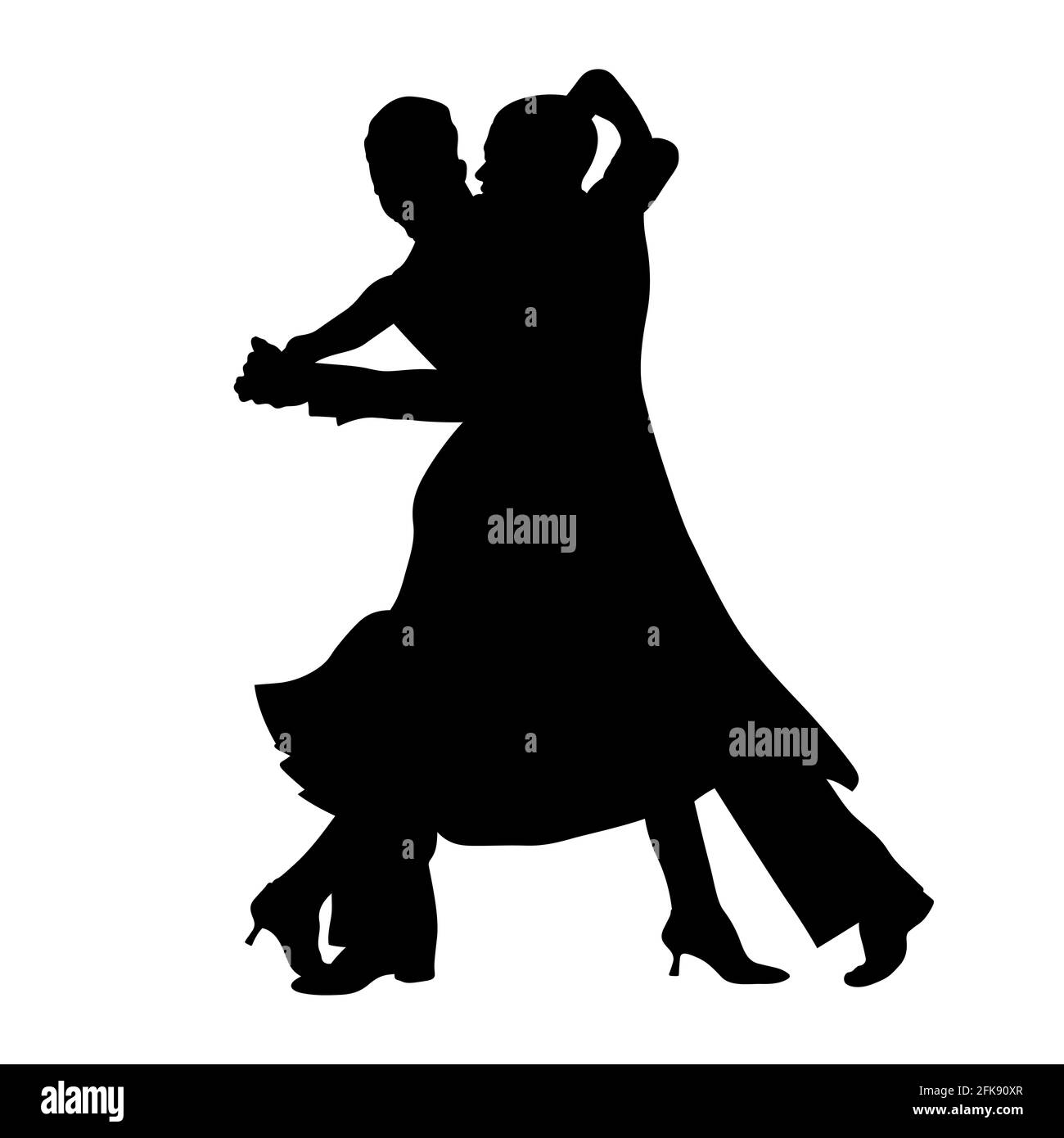 ballroom dance couple black silhouette on white background Stock Photo ...