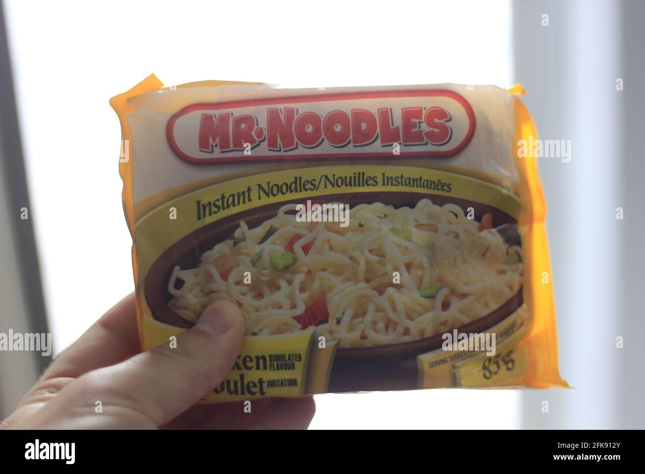 London Canada, February 21 2021 Editorial illustrative photos of Mr. Noodles ramen noodles. Mr