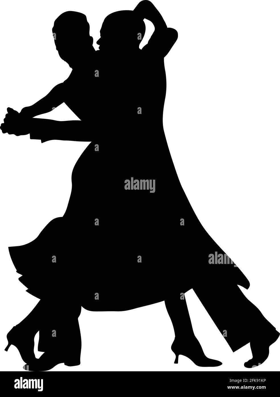 ballroom dance couple black silhouette on white background Stock Vector ...