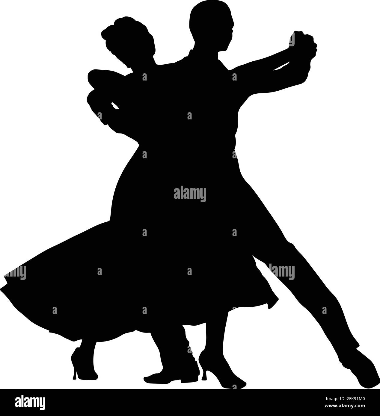 ballroom dance couple man and woman black silhouette Stock Vector Image ...