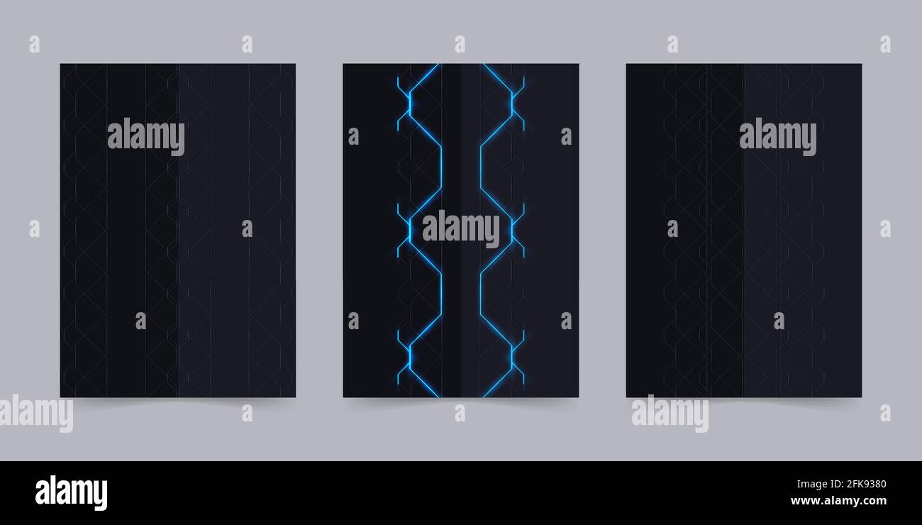 Modern black cover design set, vertical backgrounds collection