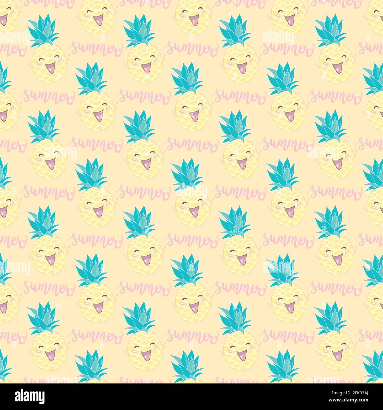 Simple cute seamless pattern with pineapples. Vector seamless pattern for kids. Stock Vector