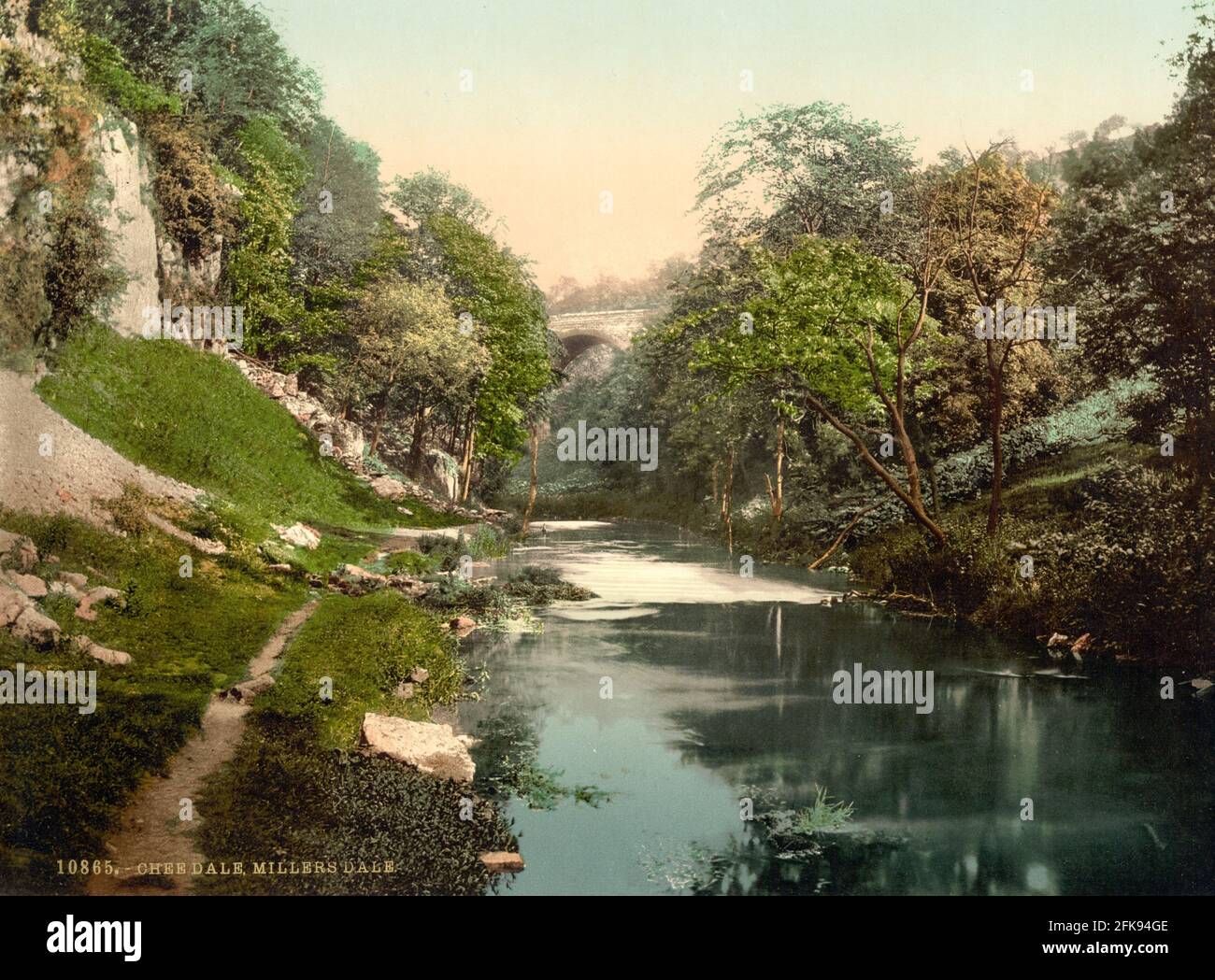 Chee Dale and the River Wye near Buxton, Derbyshire circa 1890-1900 Stock Photo