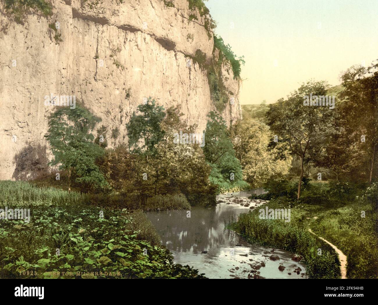 Chee Dale and the River Wye near Buxton, Derbyshire circa 1890-1900 Stock Photo