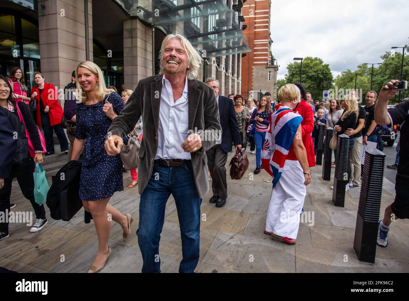 Sir Richard Branson, Chairman of Virgin Group at Portcullis House to be questioned by The Transport Select Committee about the West Coast train line. Stock Photo
