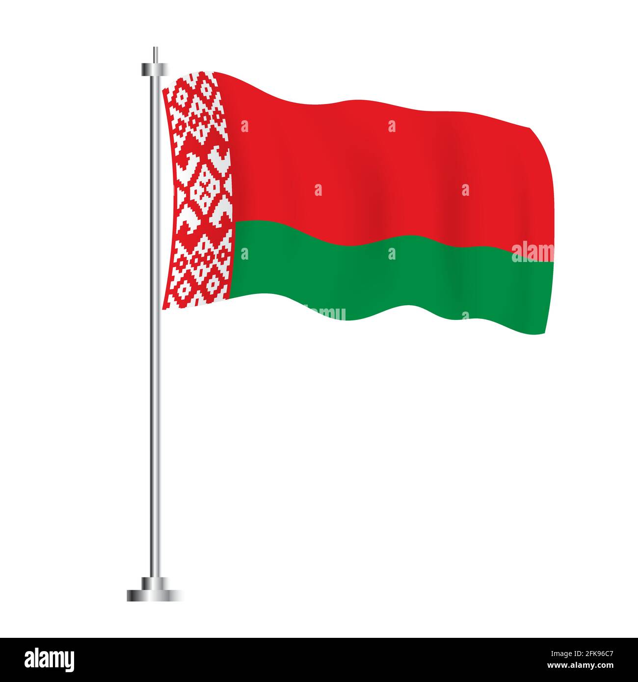 Belarus Flag. Isolated Wave Flag of Belarus Country. Vector Illustration. Independence Day. Stock Vector