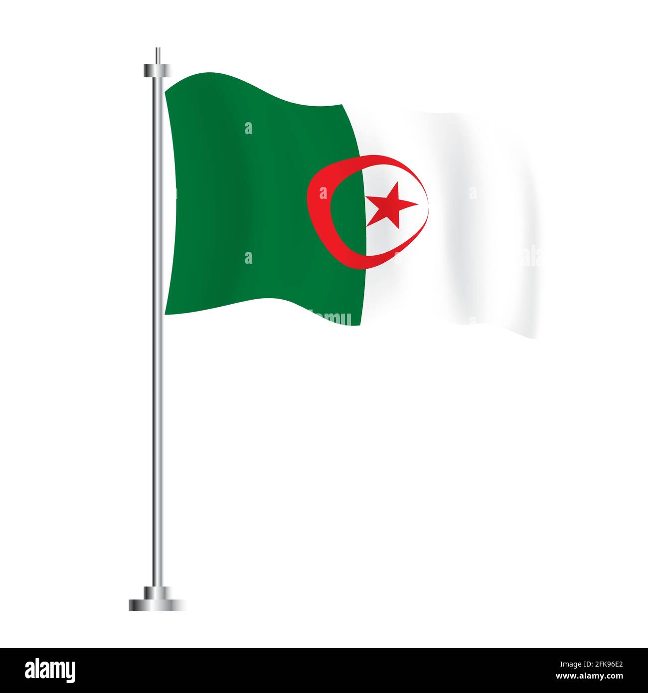 Algerian Flag. Isolated Wave Flag of Algeria Country. Vector Illustration. Independence Day. Stock Vector