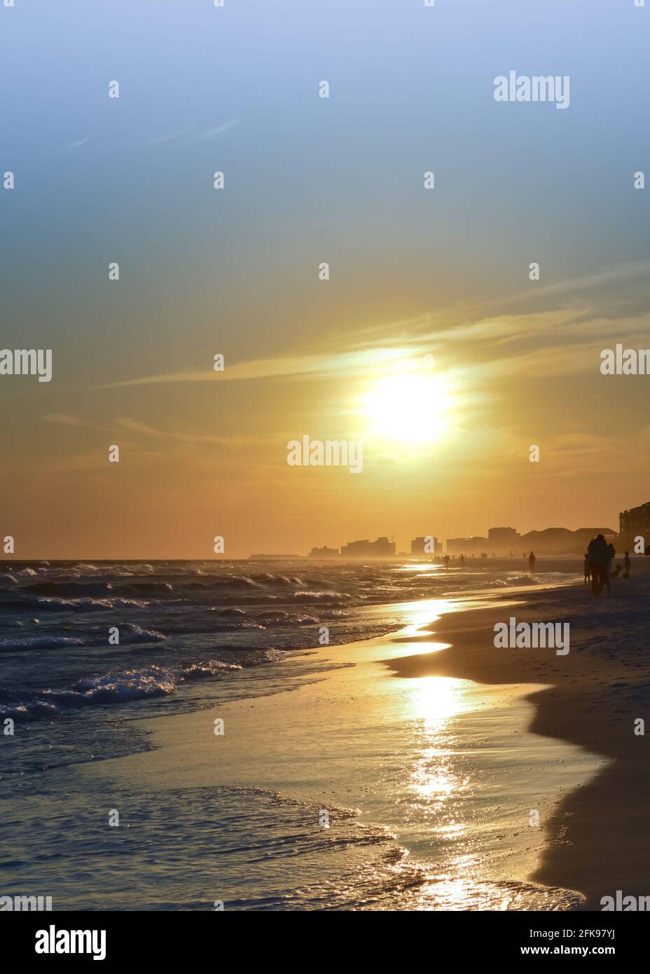 Sunset over Destin Beach in Florida Stock Photo