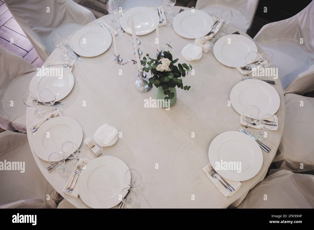 Fine dining table setting top view hires stock photography and images