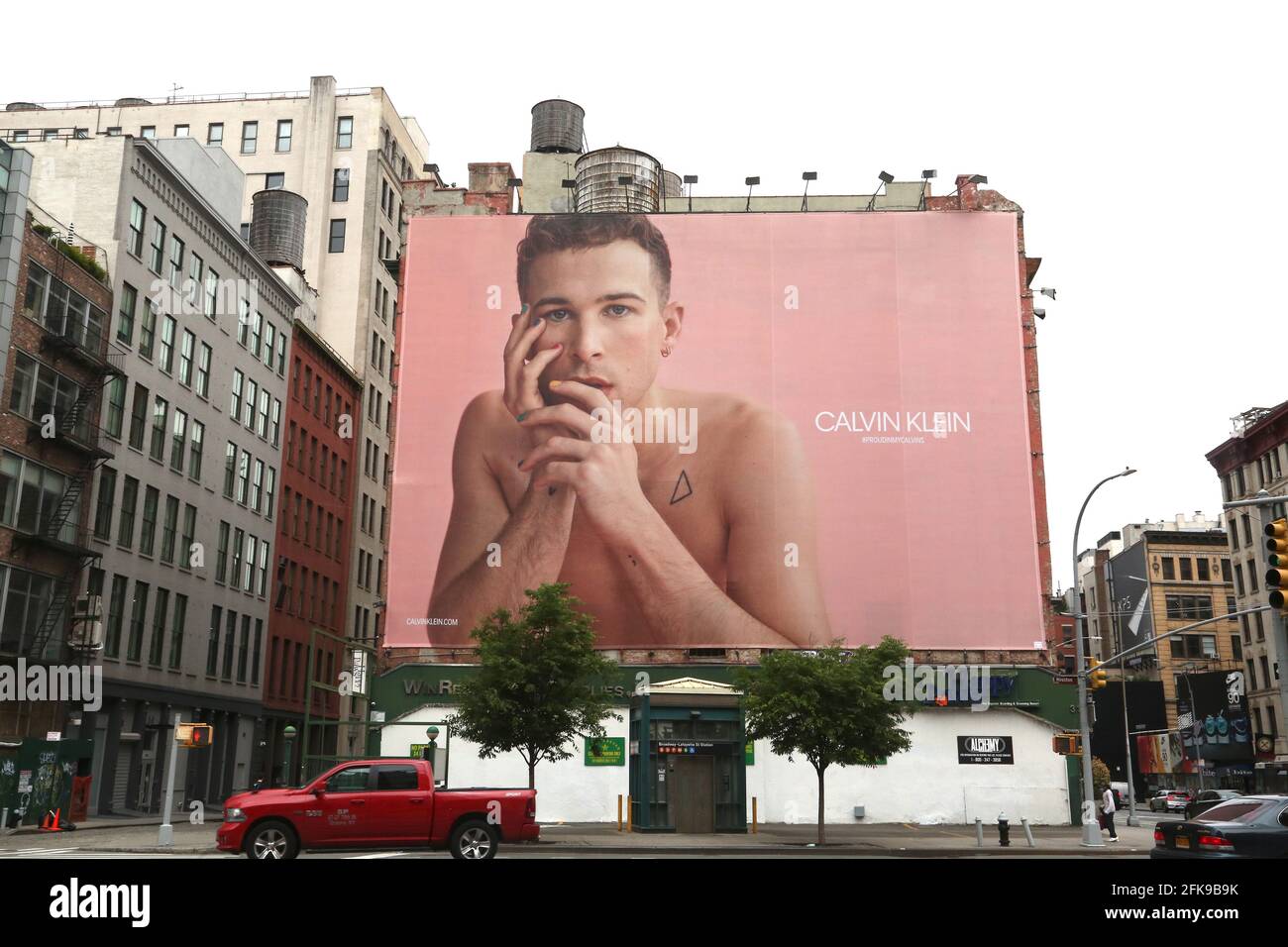 New York - NY - 06/05/2020 - Tommy Dorfman's #PROUDINMYCALVINS Calvin Klein  Billboard in Soho -PICTURED: Tommy Dorfman Billboard Stock Photo - Alamy