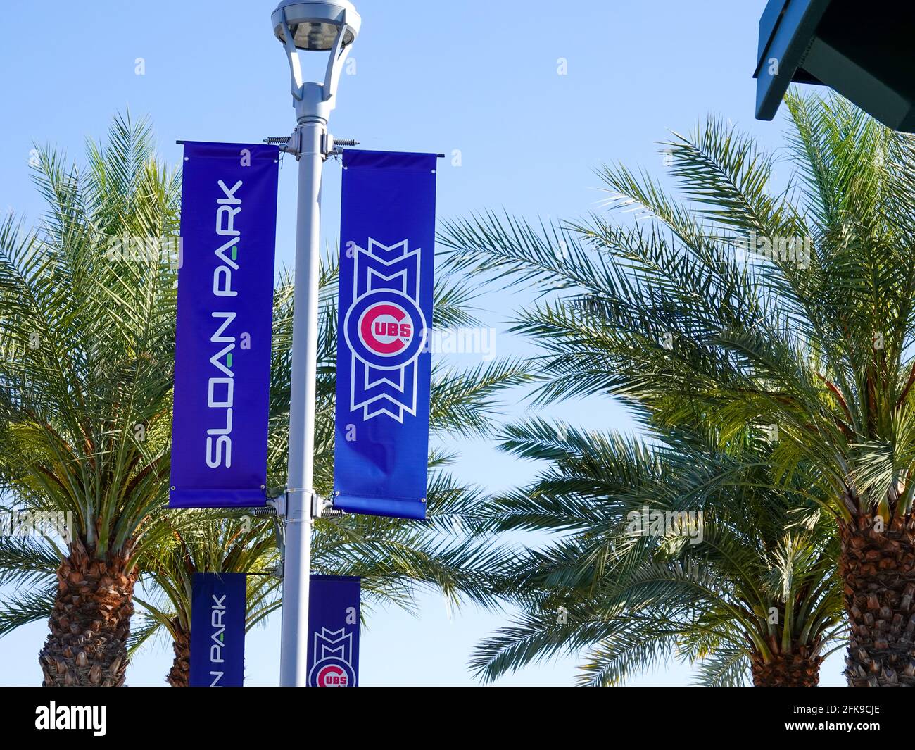 An aerial view of Sloan Park, Tuesday, June 8, 2021, in Mesa, Ariz