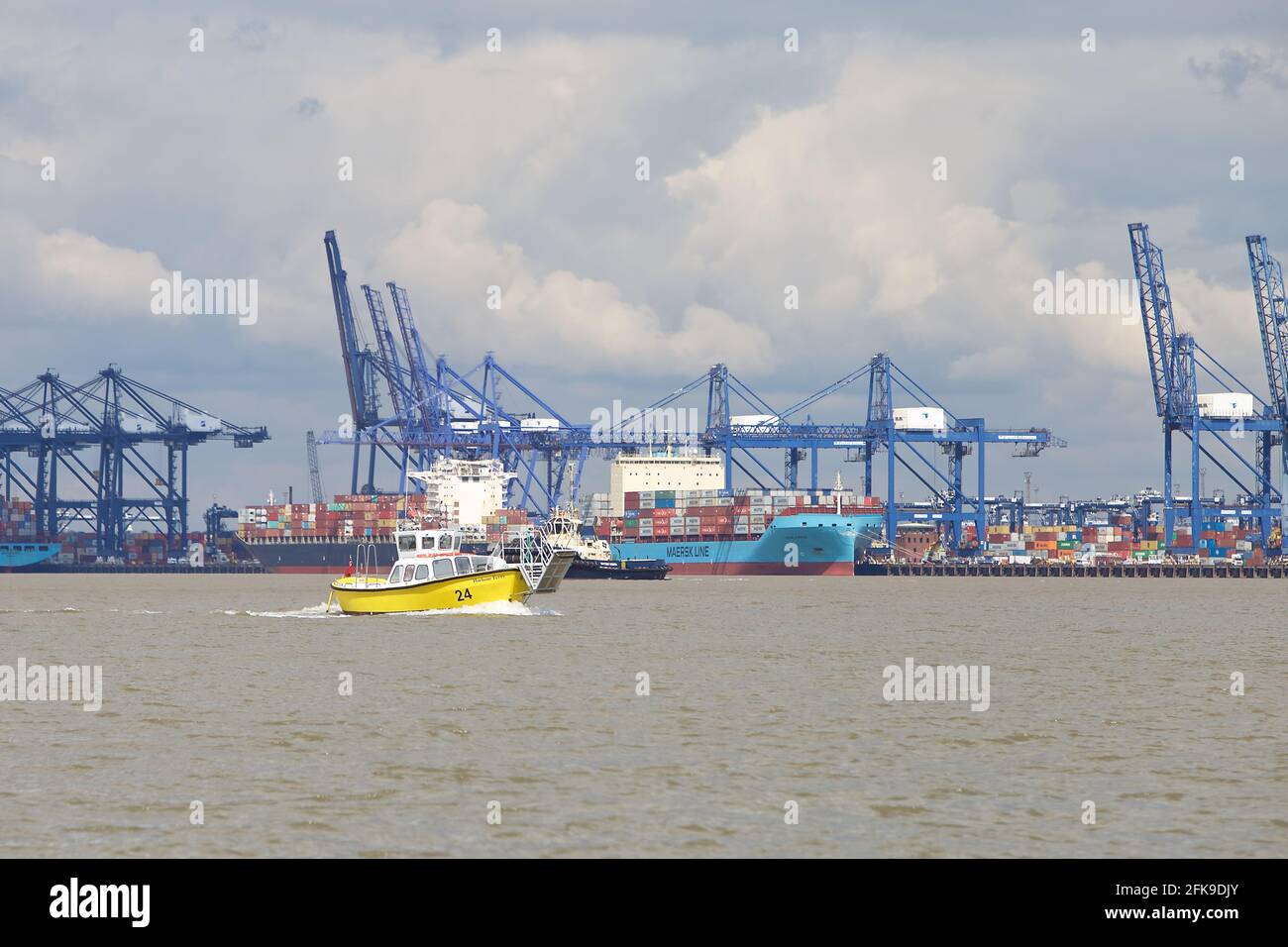 Harwich Harbour Foot Ferry heading towards the beach at Felixstowe with
