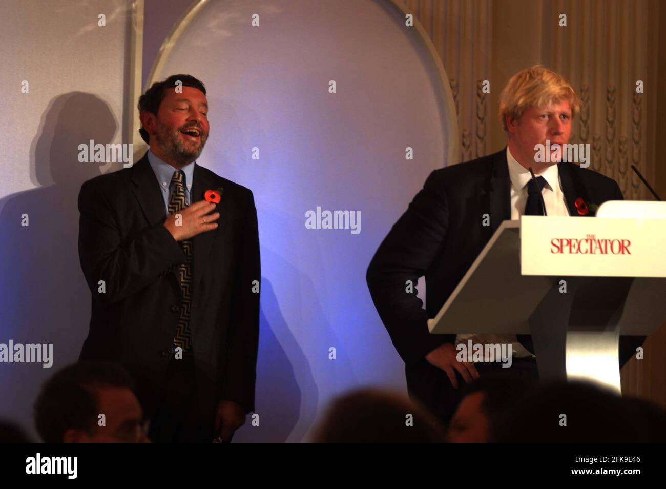 BLUNKETT AND BORIS JOHNSON AT THE PARLIAMENTARIAN OF THE YEAR AWARDS  IN LONDON. 8/11/01 PILSTON Stock Photo