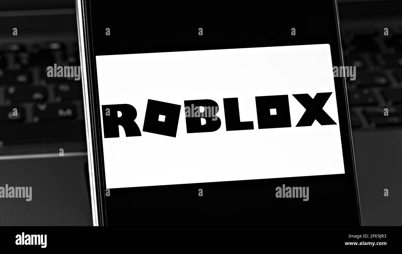 Fotografia do Stock: Roblox at notebook screen, Sao Paulo, Brazil,  10/10/2020. Roblox is a multiplayer online video game and game creation  system that allows users to design their own games