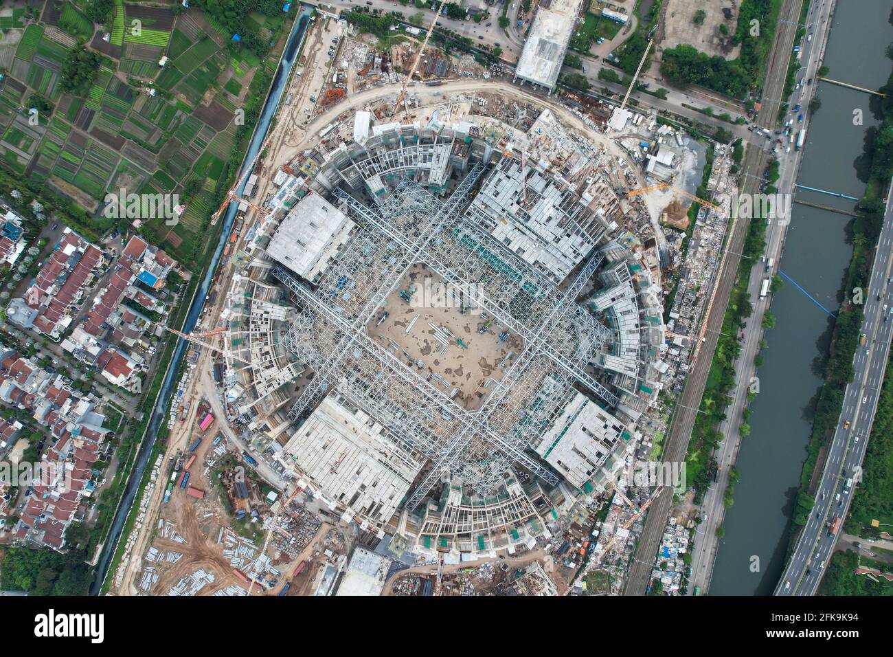 Aerial View Construction Of New Football Stadium For Upcomming Indonesia Team Jakarta International Stadium In The North Jakarta Jakarta Indonesia Stock Photo Alamy