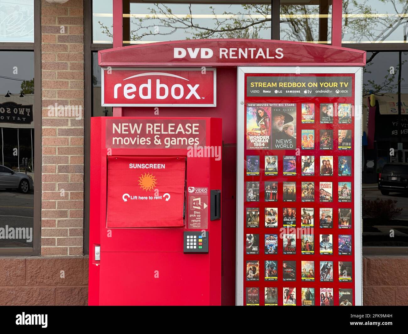 A Red Box DVD Rentals kosk, Wednesday, April 28, 2021, in Cleveland. (Photo  by Image of Sport/Sipa USA Stock Photo - Alamy