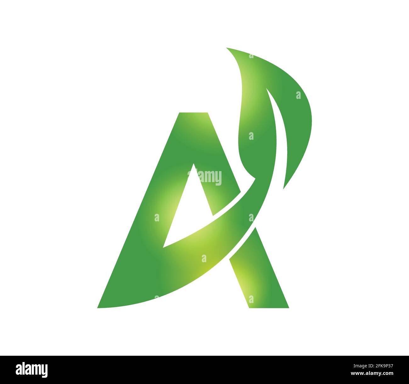A Vector Illustration of Green Leaf Monogram Initial Letter A Stock ...