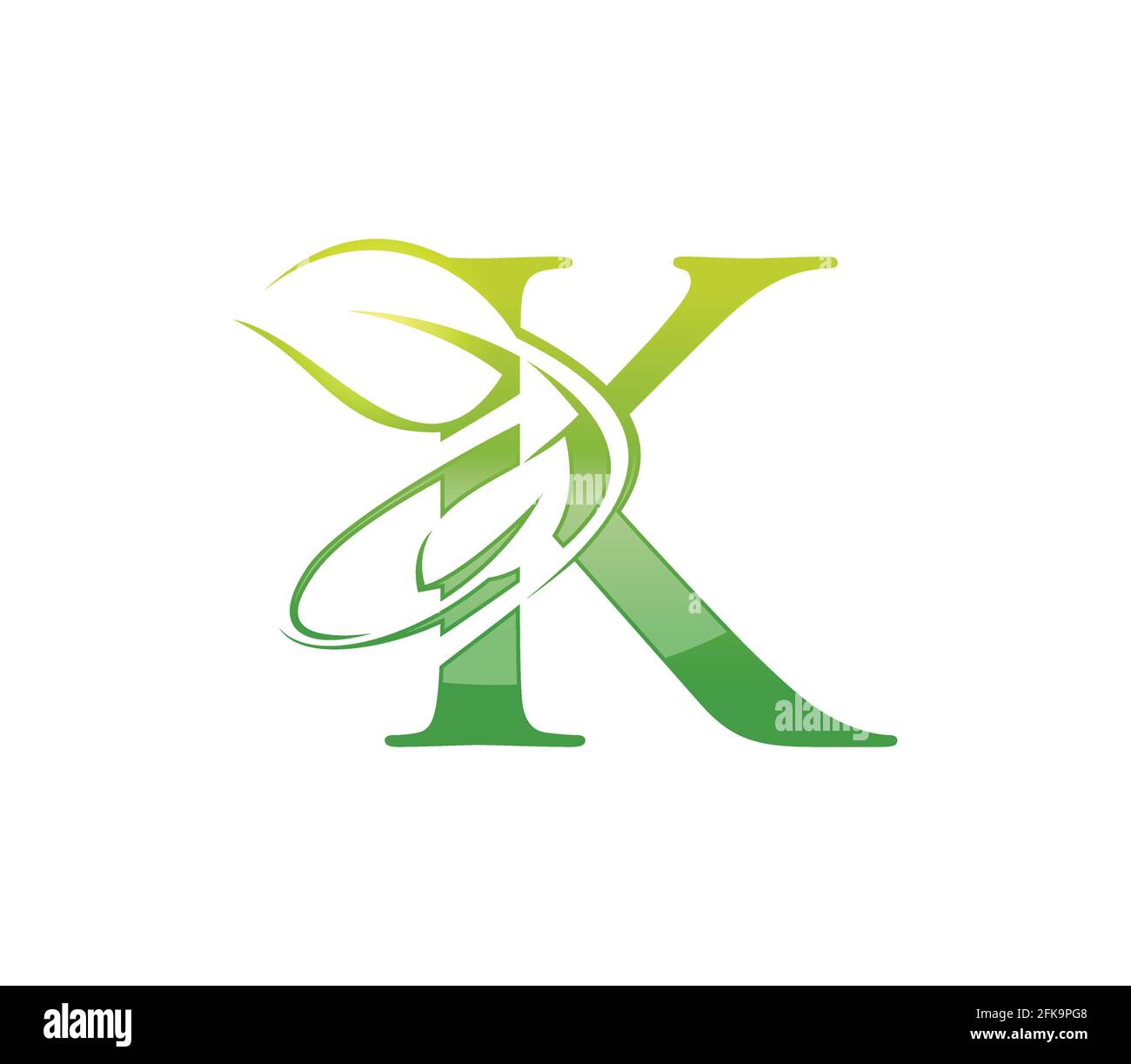 A Vector Illustration of Green Leaf Monogram Initial Letter K Stock ...