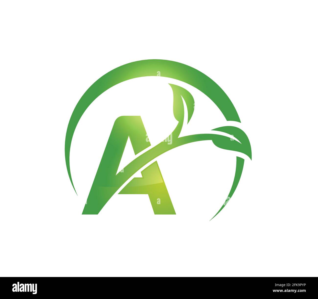 A Vector Illustration of Green Leaf Monogram Initial Letter A Stock ...