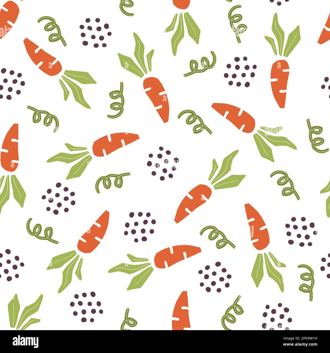 Hand drawn seamless pattern of simple carrot. Doodle sketch style. Carrot pattern for food shop, vegetable wallpaper, background, textile design Stock Vector
