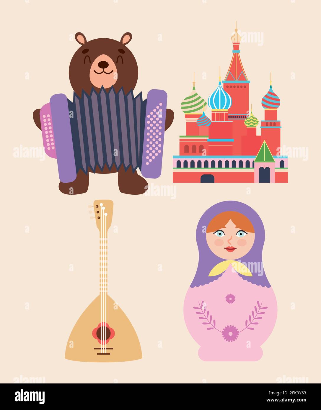 matryoshka doll and russian symbols Stock Vector Image & Art - Alamy