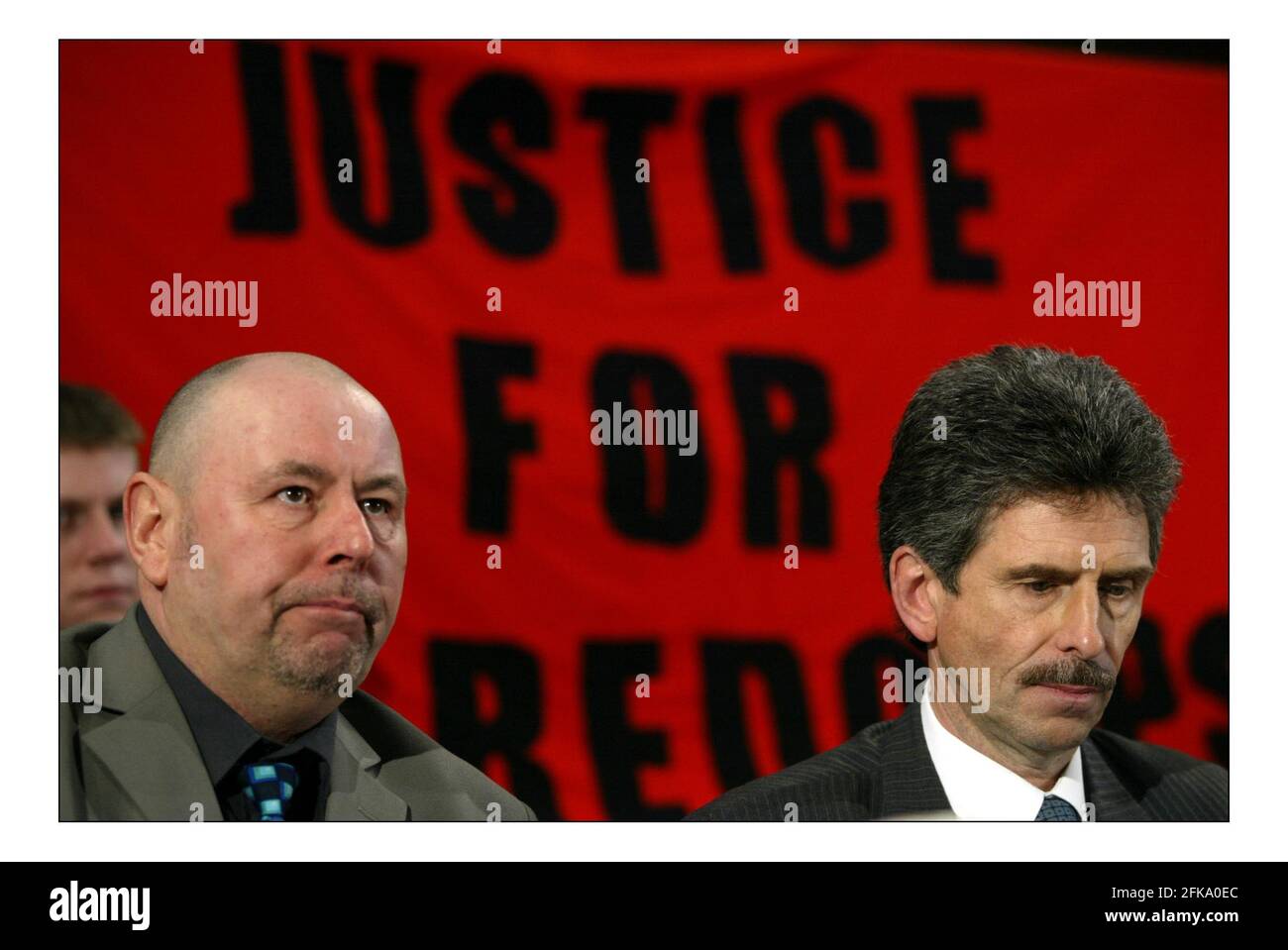 Families of six murdered Royal Military Police killed in Iraq hold a press conf in London.pic David Sandison 17/2/2005 Stock Photo