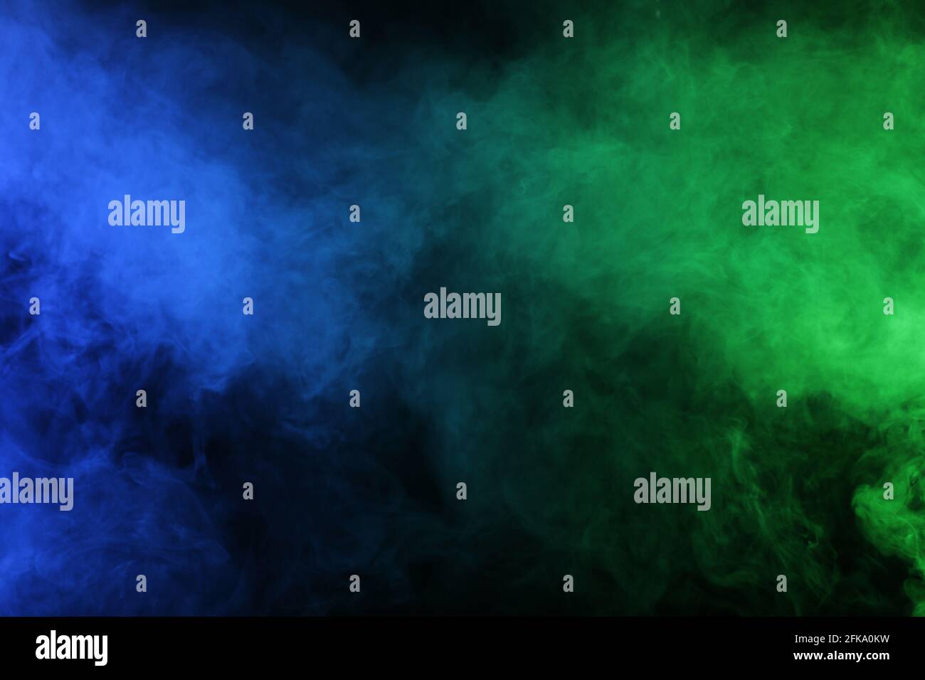 Smoke in blue green light on black background Stock Photo - Alamy