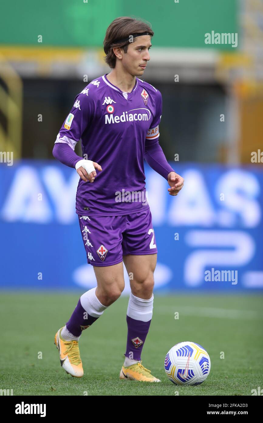 Parma, Italy, 28th April 2021. Mattia Fiorini of ACF Fiorentina during the Primavera Coppa Italia match at Stadio Ennio Tardini, Parma. Picture credit should read: Jonathan Moscrop / Sportimage Stock Photo