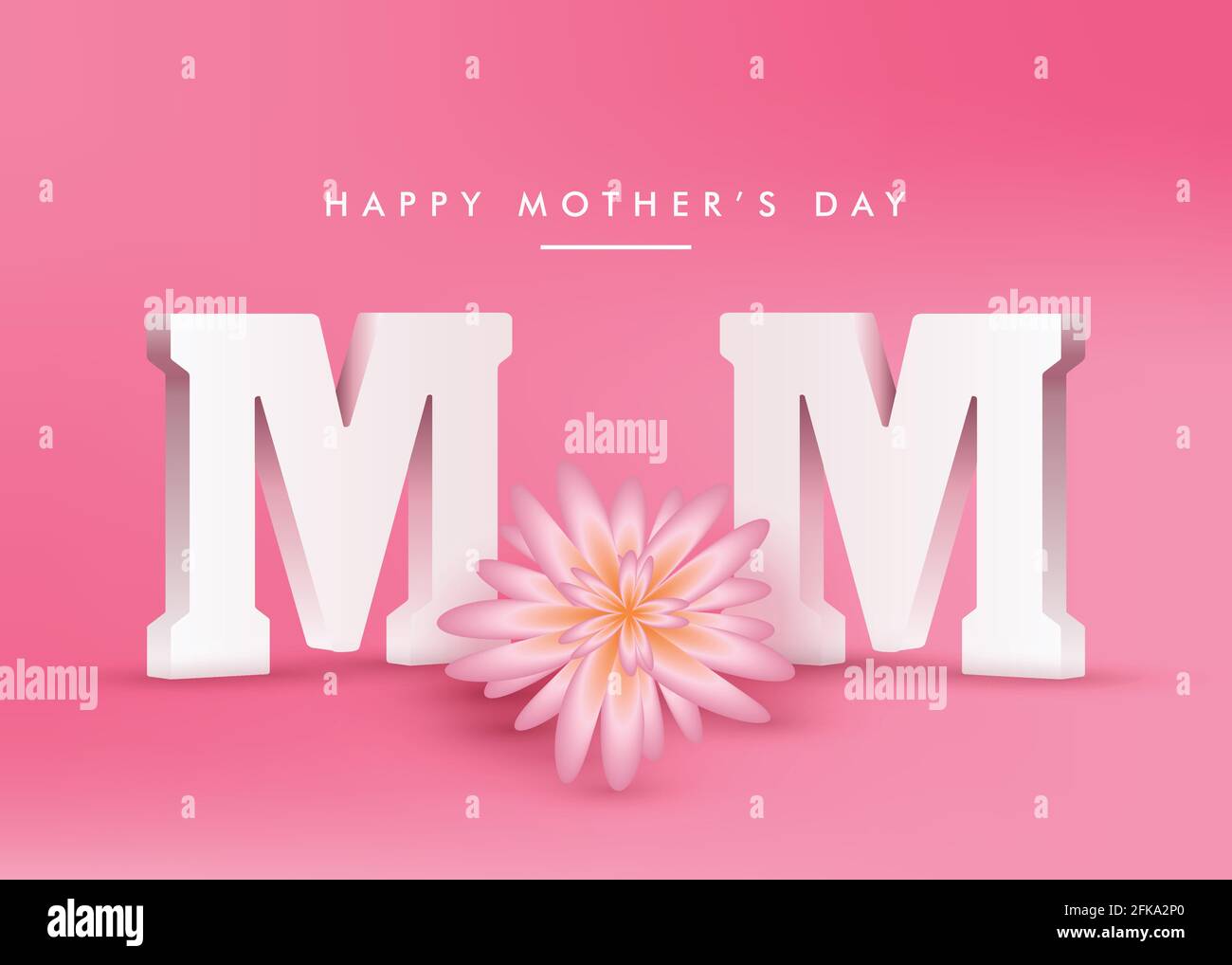 Happy Mother’s Day Mom poster banner vector, Realistic 3D flower