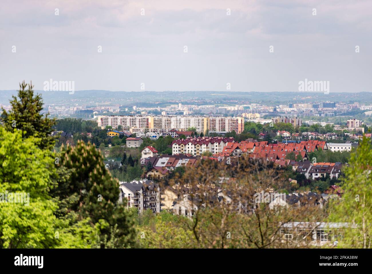 Panorama Of Krakow From The Air Poland Stock Photo Alamy
