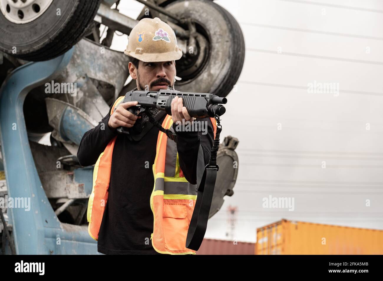 RELEASE DATE: May 7, 2021 TITLE: Wrath of Man STUDIO: MGM DIRECTOR: Guy Ritchie PLOT: The plot follows H, a cold and mysterious character working at a cash truck company responsible for moving hundreds of millions of dollars around Los Angeles each week. STARRING: RAUL CASTILLO as Sam. (Credit Image: © MGM/Entertainment Pictures) Stock Photo