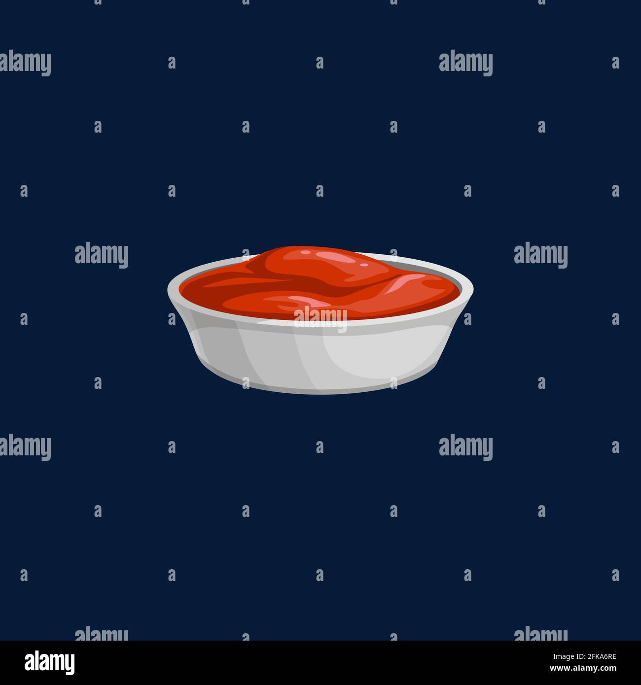 Tomato ketchup spicy chili sauce isolated bowl. Vector red container