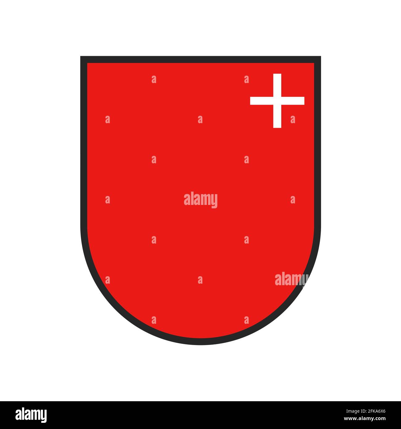 Switzerland, Swiss state canton flag or crest and Schwyz city vector coat of arms. Swiss canton or Schweiz kanton heraldic shield sign, red flag with Stock Vector